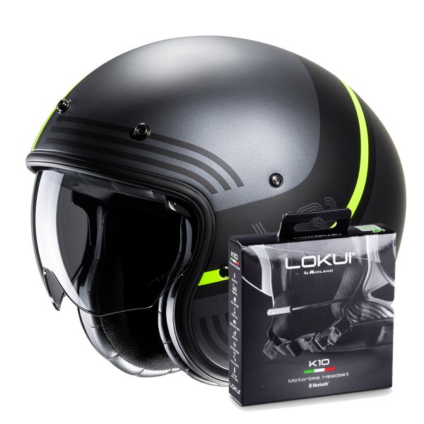 Casque Jet HJC V31 Byron MC3HSF + Kit Bluetooth Lokui K10