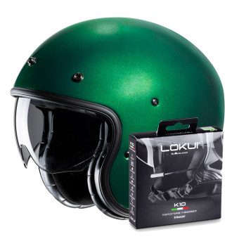 Casque Jet HJC V31 Deep Green + Kit Bluetooth Lokui K10
