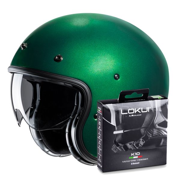 Casque Jet HJC V31 Deep Green + Kit Bluetooth Lokui K10 Casque Jet HJC V31 Deep Green + Kit Bluetooth Lokui K10
