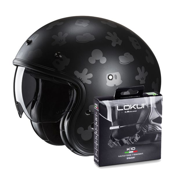 Casque Jet HJC V31 Disney Mickey MC5SF + Kit Bluetooth Lokui K10