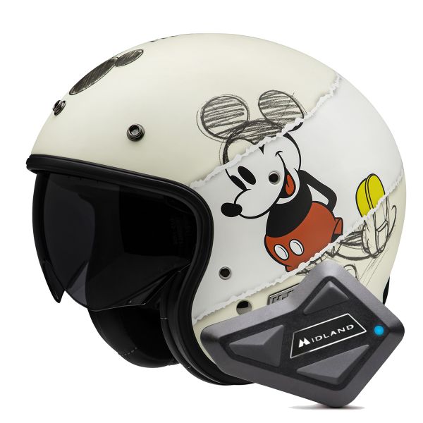Casque Jet HJC V31 Disney Mickey Sketch MC1SF + Kit Bluetooth BT Mini