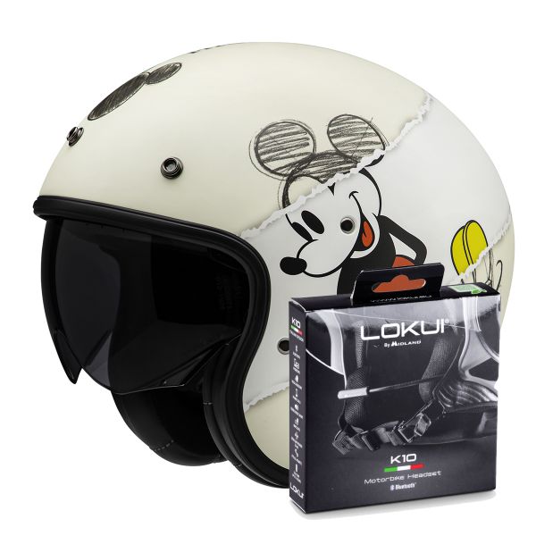 Casque Jet HJC V31 Disney Mickey Sketch MC1SF + Kit Bluetooth Lokui K10
