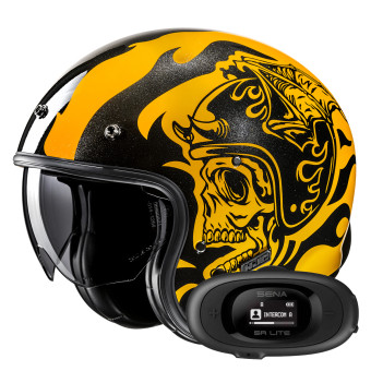 Casque Jet HJC V31 Flame MC3 + Kit bluetooth 5R Lite Casque Jet HJC V31 Flame MC3 + Kit bluetooth 5R Lite