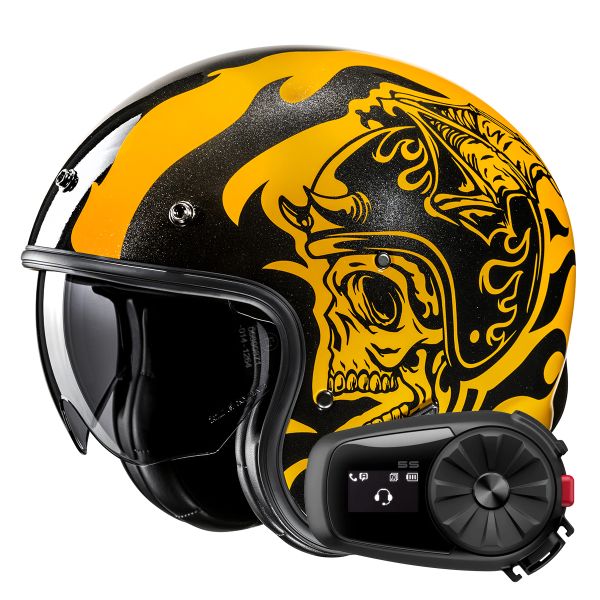 Casque Jet HJC V31 Flame MC3 + Kit Bluetooth 5S Solo Casque Jet HJC V31 Flame MC3 + Kit Bluetooth 5S Solo