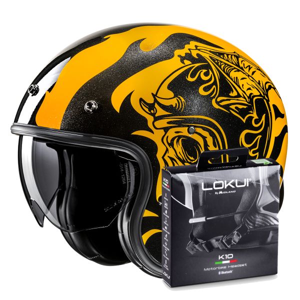 Casque Jet HJC V31 Flame MC3 + Kit Bluetooth Lokui K10 Casque Jet HJC V31 Flame MC3 + Kit Bluetooth Lokui K10