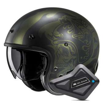 Casque Jet HJC V31 Flame MC4SF + Kit Bluetooth BT Mini