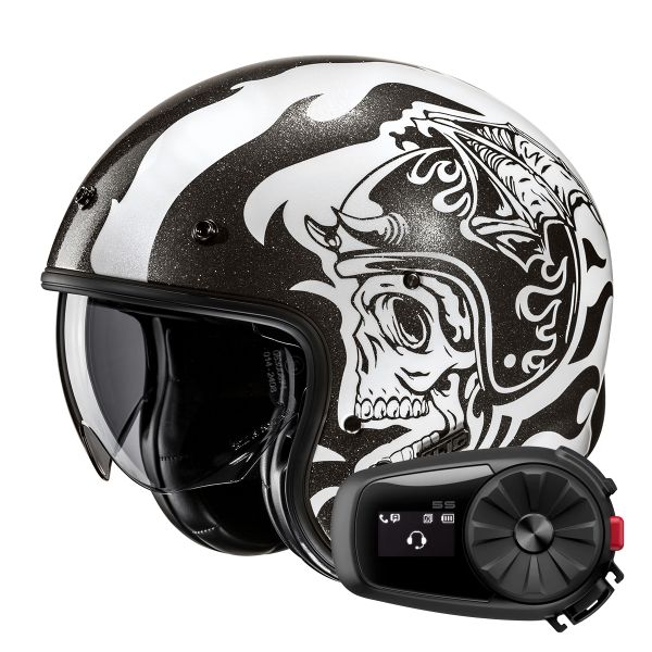 Casque Jet HJC V31 Flame MC5 + Kit Bluetooth 5S Solo