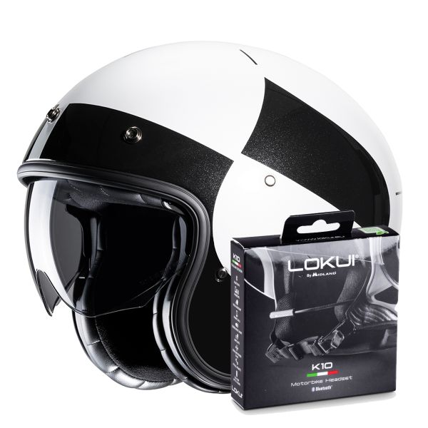 Casque Jet HJC V31 Kuz MC5 + Kit Bluetooth Lokui K10