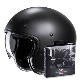 Casque Jet HJC V31 Semi Flat Black + Kit Bluetooth Lokui K10