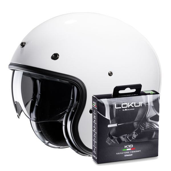 Casque Jet HJC V31 White + Kit Bluetooth Lokui K10 Casque Jet HJC V31 White + Kit Bluetooth Lokui K10