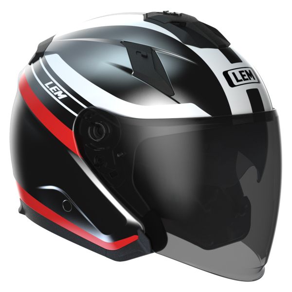 Casque Jet LEM Quick Red Black
