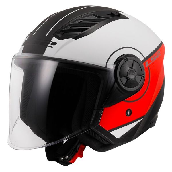 Casque Jet LS2 Airflow II Cover Matt White Red OF616 Casque Jet LS2 Airflow II Cover Matt White Red OF616