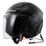 Casque Jet LS2 Airflow II Solid Black OF616 + Kit Bluetooth Lokui K10