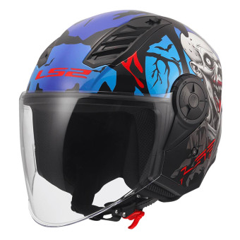 Casque Jet LS2 Airflow II Zombie II BlacK Red Blue OF616