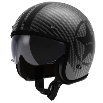 Casque Jet LS2 Bob II Carbon Star Black OF601 Casque Jet LS2 Bob II Carbon Star Black OF601