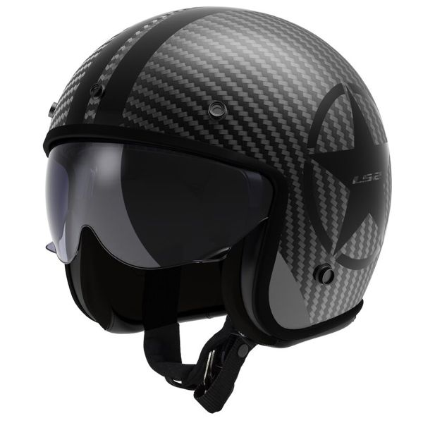 Casque Jet LS2 Bob II Carbon Star Black OF601