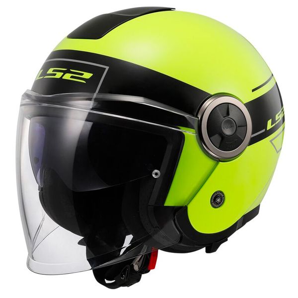 Casque Jet LS2 Classy Classic Black H-V Yellow OF620 Casque Jet LS2 Classy Classic Black H-V Yellow OF620