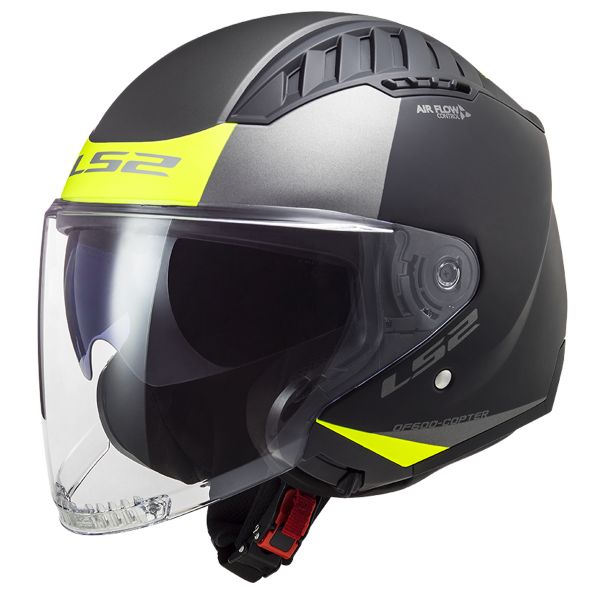 Casque Jet LS2 Copter II Urbane Matt Black H-V Yellow OF600