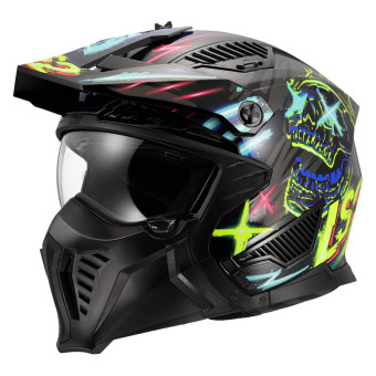Casque Jet LS2 Drifter Rayz Black Blue OF603