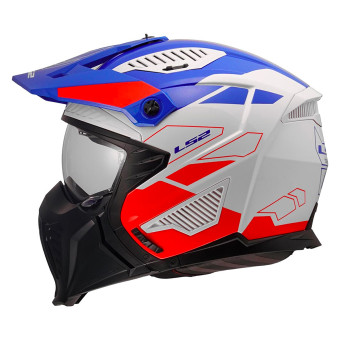 Casque Jet LS2 Drifter Trek White Blue Red OF606