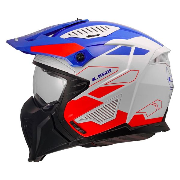 Casque Jet LS2 Drifter Trek White Blue Red OF606