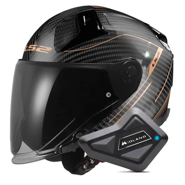 Casque Jet LS2 Infinity II C Counter Antique Gold OF603 + Kit Bluetooth BT Mini