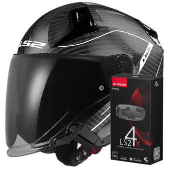 Casque Jet LS2 Infinity II C Counter Cool Grey OF603 + Kit Bluetooth 4X Cardo