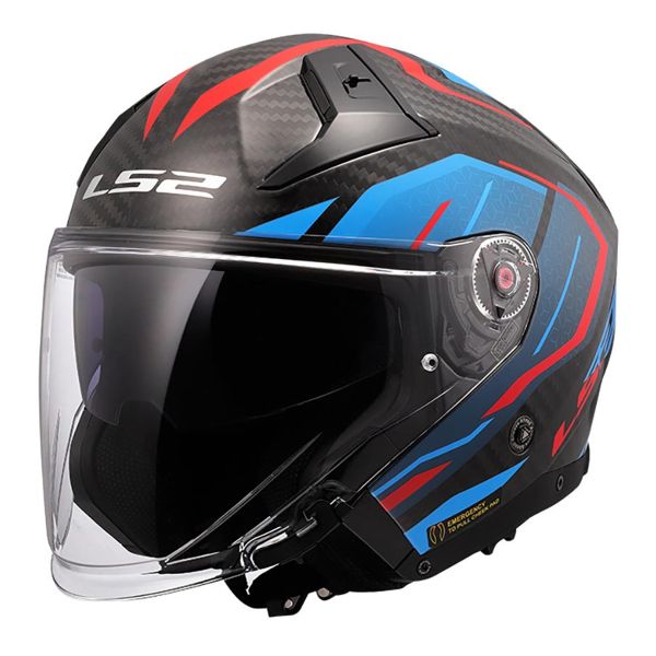 Casque Jet LS2 Infinity II C Urus Blue Red OF603
