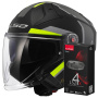 Casque Jet LS2 Infinity II Focus Matt Black H-V Yellow OF603 + Kit Bluetooth 4X