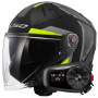Casque Jet LS2 Infinity II Focus Matt Black H-V Yellow OF603 + Kit Bluetooth 5S Solo