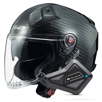 Casque Jet LS2 Infinity II Gloss Carbon OF603 + Kit Bluetooth BT Mini