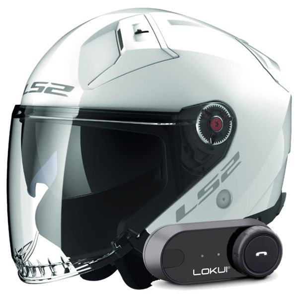 Casque Jet LS2 Infinity II Gloss White OF603 + Kit Bluetooth Lokui K30 Casque Jet LS2 Infinity II Gloss White OF603 + Kit Bluetooth Lokui K30