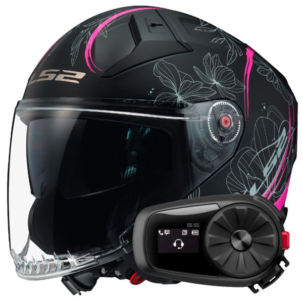 Casque Jet LS2 Infinity II Lotus Matt Pink OF603 + Kit Bluetooth 5S Solo
