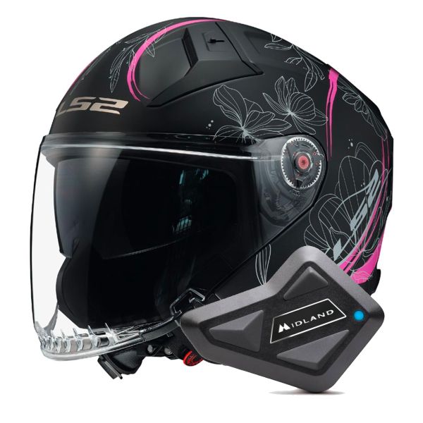 Casque Jet LS2 Infinity II Lotus Matt Pink OF603 + Kit Bluetooth BT Mini