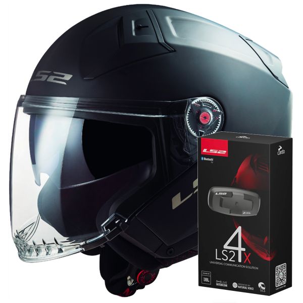 Casque Jet LS2 Infinity II Matt Black OF603 + Kit Bluetooth 4X
