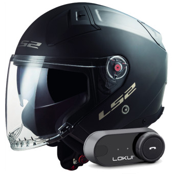 Casque Jet LS2 Infinity II Matt Black OF603 + Kit Bluetooth Lokui K30