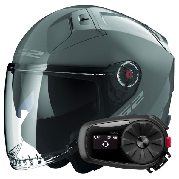 Casque Jet LS2 Infinity II Nardo Grey OF603 + Kit Bluetooth 5S Solo