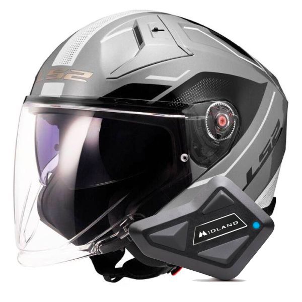 Casque Jet LS2 Infinity II Veyron Grey White OF603 + Kit Bluetooth BT Mini Casque Jet LS2 Infinity II Veyron Grey White OF603 + Kit Bluetooth BT Mini