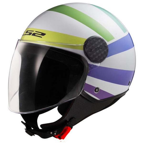 Casque Jet LS2 Sphere Lux II Swirl White Rainbow OF558