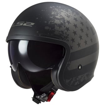 Casque Jet LS2 Spitfire II Matt Black Flag OF599