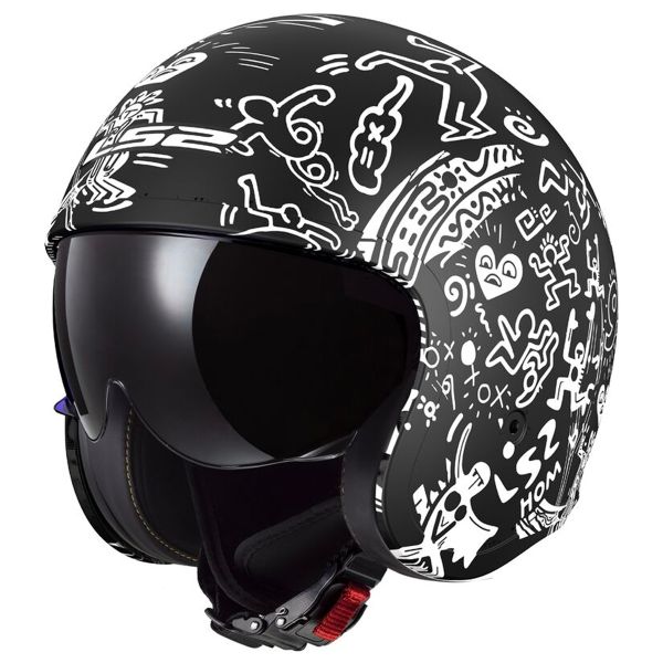 Casque Jet LS2 Spitfire II Tribal Matt Black White OF599 Casque Jet LS2 Spitfire II Tribal Matt Black White OF599