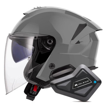 Casque Jet LS2 Verso II Solid Nardo Grey OF618 + Kit Bluetooth BT Mini