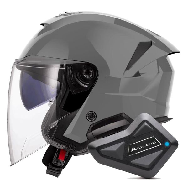 Casque Jet LS2 Verso II Solid Nardo Grey OF618 + Kit Bluetooth BT Mini