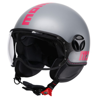 Casque Jet Momo Design FGTR Classic Fluo Matt Grey Fucsia