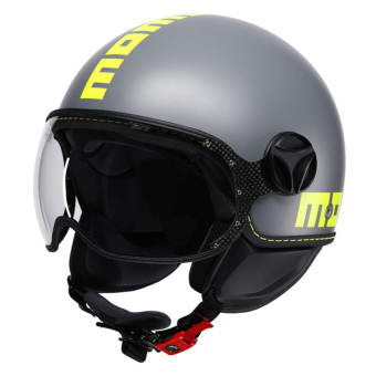 Casque Jet Momo Design FGTR Classic Fluo Matt Grey Yellow Fluo