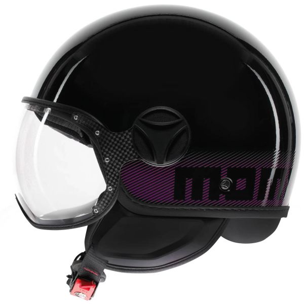 Casque Jet Momo Design FGTR Classic Stripes Black Fushia