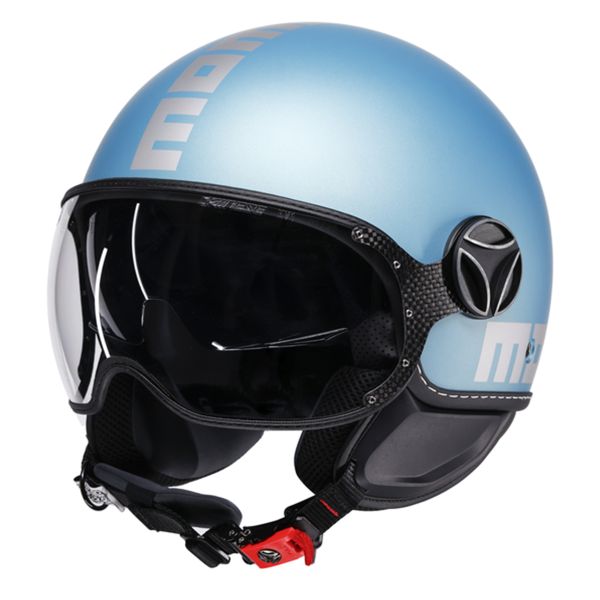 Casque Jet Momo Design FGTR Evo Matt Spring Blue Silver