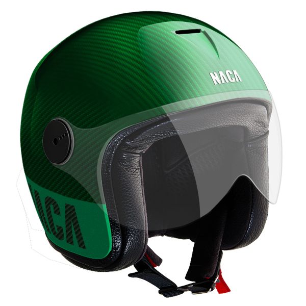 Casque Jet Naca Riviera Visor Green Carbon