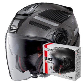 Casque Jet Nolan N40 5 Beltway N-Com Flat Lava Grey 20 + Kit Bluetooth B101R