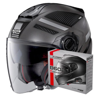 Casque Jet Nolan N40 5 Beltway N-Com Flat Lava Grey 20 + Kit Bluetooth B602R